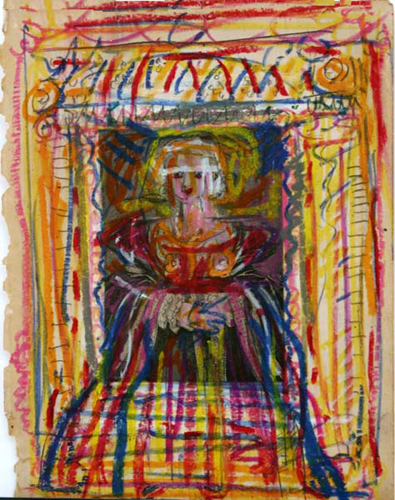Anne The Flanders Mare- Oil Pastel and Pencil_ 2009