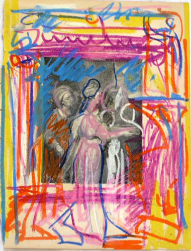 Woman at the Altar-Oil Pastel on Paper_12x9